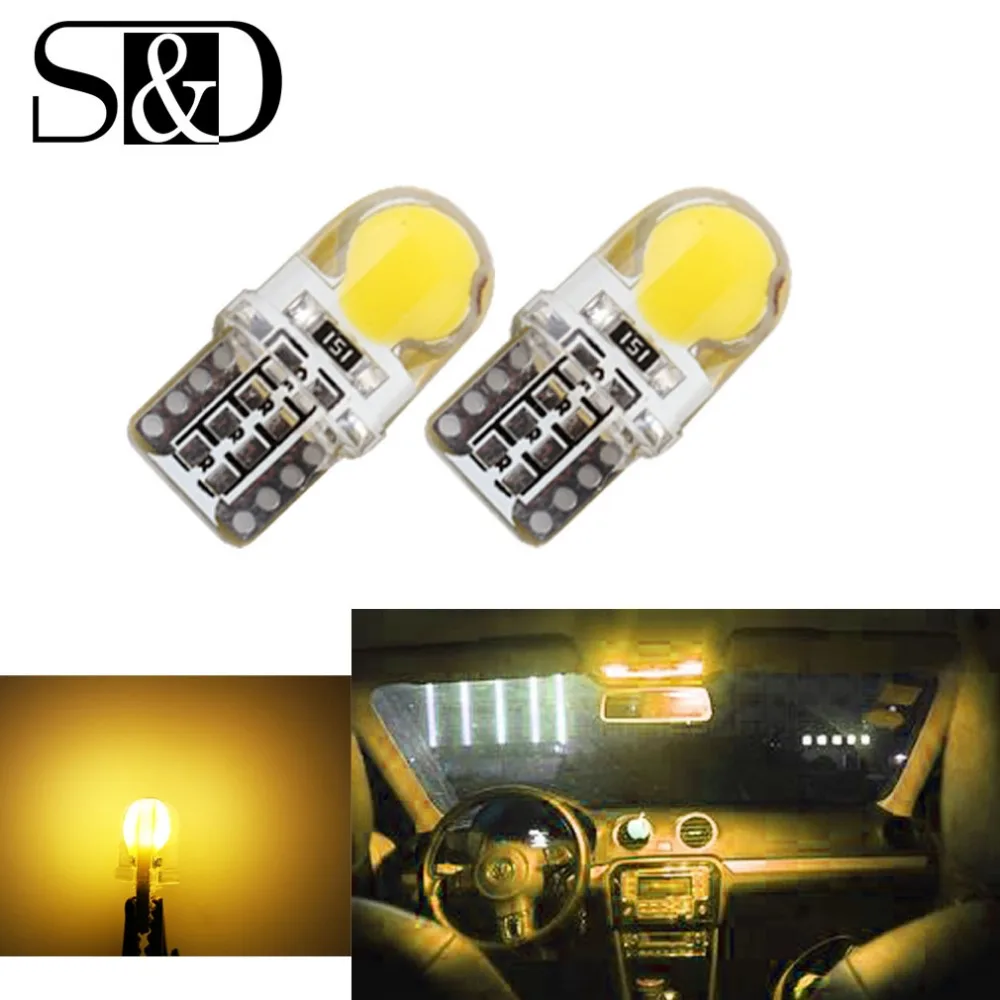Светодиодные лампы S &amp D 2X T10 автоматические W5W желтые 194 168 COB Кварцевая