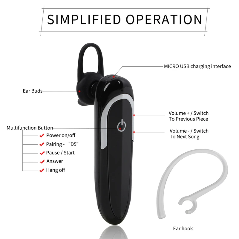 WEST BIKING D5 Mini Bluetooth-совместимая гарнитура Беспроводные спортивные наушники