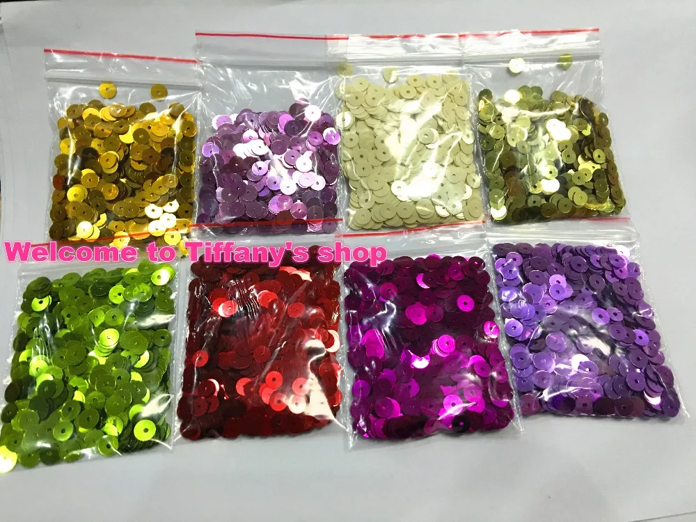 6000 шт./лот 8 цветов в наборе 6 мм плоские круглые Блестки Свободные пайетки Швейные
