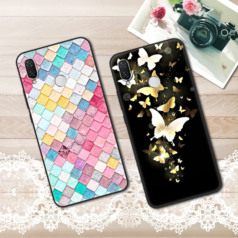 Чехол для Huawei Nova 3I 6 3 дюйма мягкий ТПУ черный Рисунок силиконовые чехлы телефонов