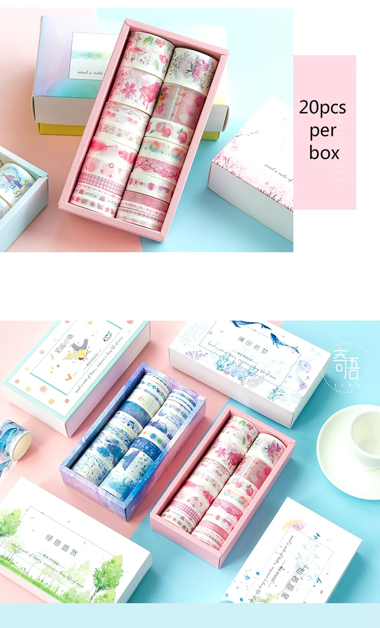 Г-н Бумага 20 шт./кор. подарок посылка красочные Радуга Washi ленты с принтом «Звезда», Ocean Lemon Фламинго персикового цвета Скрапбукинг клейкой ленты