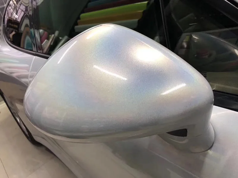 

Hot Sale 1.52x18m Holographic Laser Chrome White Iridescent Vinyl Wrap Car Film