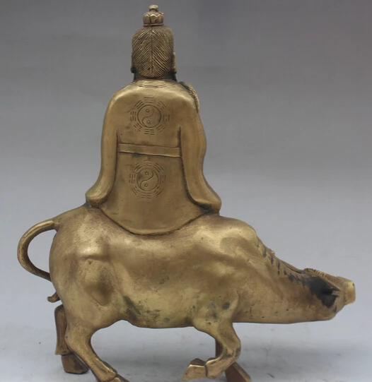 JP S0524 12&quot Chinese Taoism Brass Bull Oxen Tai Shang Lao Jun Taoist priest God Statue Discount 35% | Дом и сад