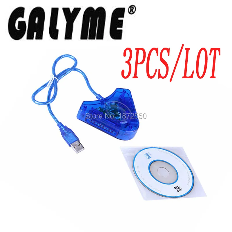 3 шт./лот Новый джойпад игровой USB двойной конвертер адаптер кабель для PS2