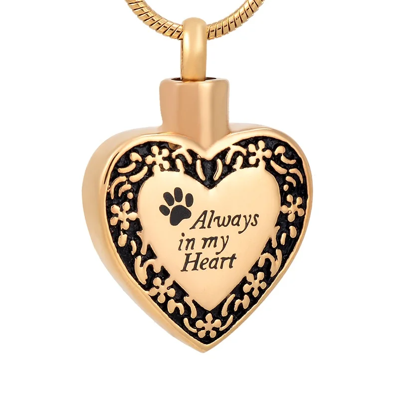 

IJD8480 Pet Memorial Urn Necklace Dog Cat Paw on My Heart Cremation Ashes Necklaces-Passing Paws Memorial Jewelry