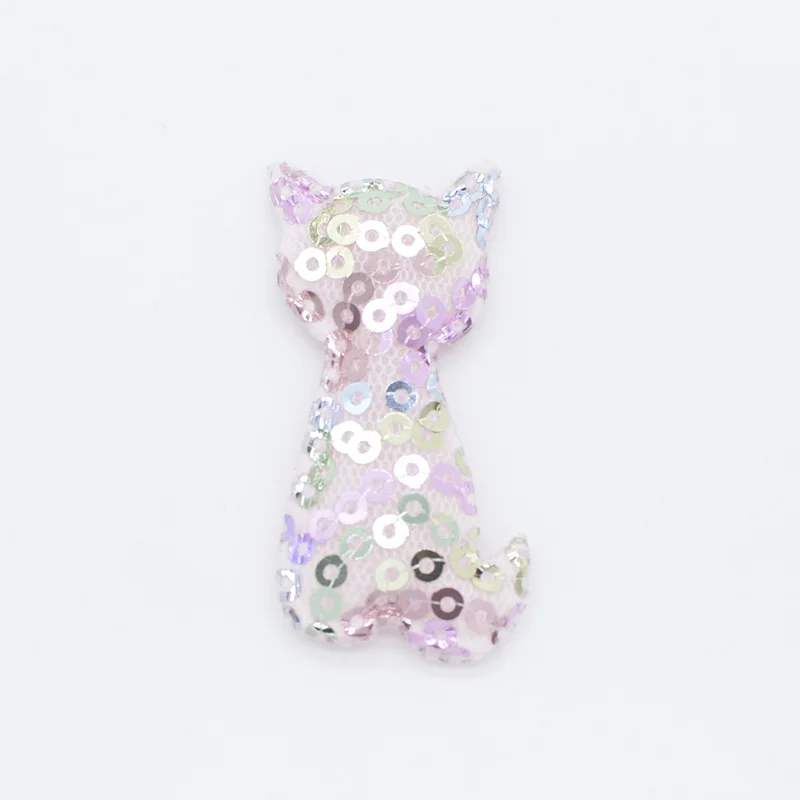 Rainbow 12 шт. 32*42 мм блестки Kawaii Cat аппликации мягкие для DIY детские заколки для волос лента Декор Аксессуары игрушки одежда патчи H37 - Цвет: Rainbow