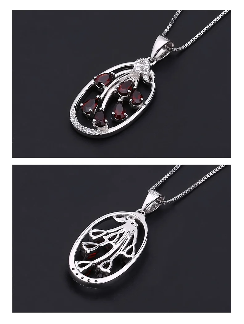 GEM'S балет 1.70Ct натуральный красный гранат 925 пробы Серебряный драгоценный камень ожерелье дерево и кулоны ювелирные украшения для женщин свадеб