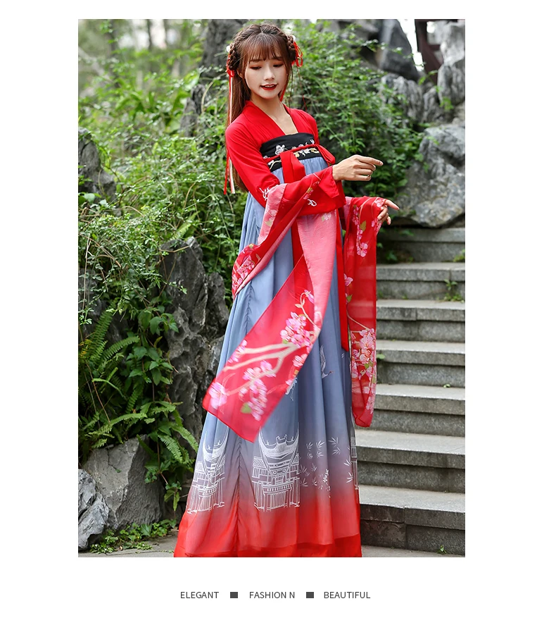 Hanfu Женская Китайская вышивка танцевальные костюмы сказочные платья принцессы фолклорике платье традиционная Династия Тан одежда DN3601