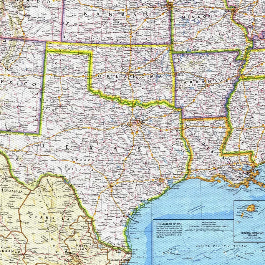 США Federal Land Map Geographic рисунок изысканный дизайн для домашнего декора настенная