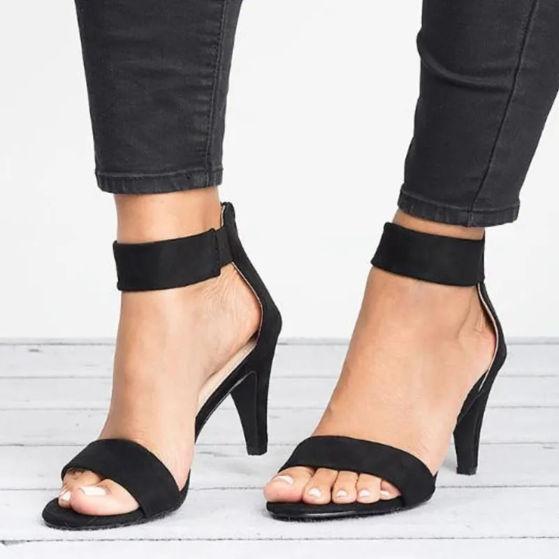 Женские сандалии на среднем каблуке летняя обувь с открытым носком 5 см женские