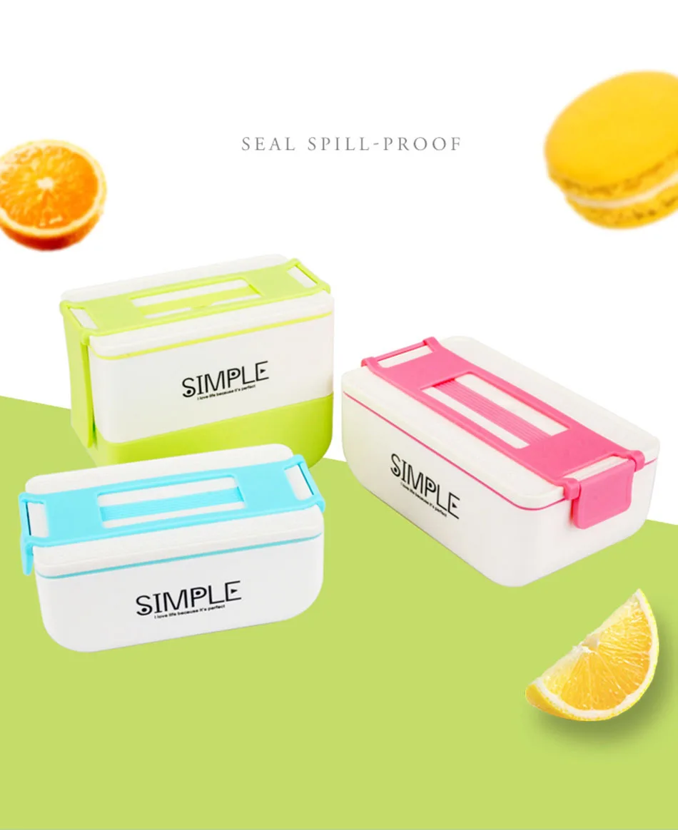 ONEUP японский стиль простой Ланч-бокс двухслойный экологически чистый Bento box 2000 контейнер для еды, мл Microwavable чехол для магазина еды