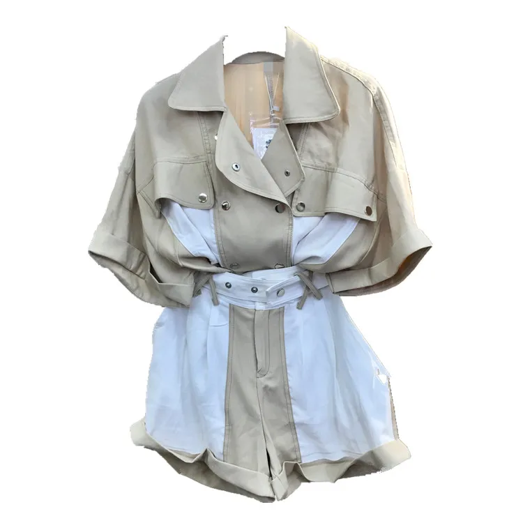 Женский комплект из 2 предметов Повседневная Свободная рубашка с отворотом и