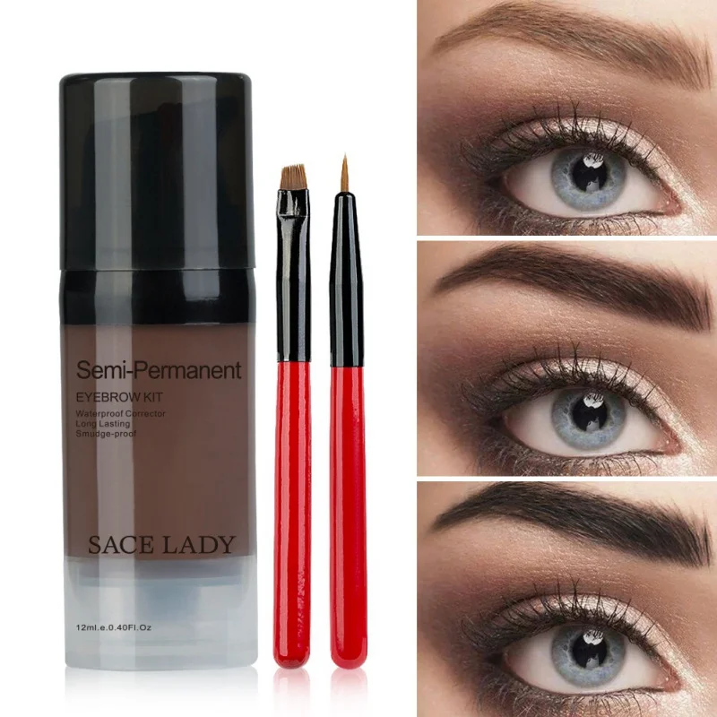 2pcs Beauty Liquid Eyebrow make up Dye Easy Coloring Long Lasting Effect Waterproof Eye Makeup Brushes Cosmetic | Красота и здоровье