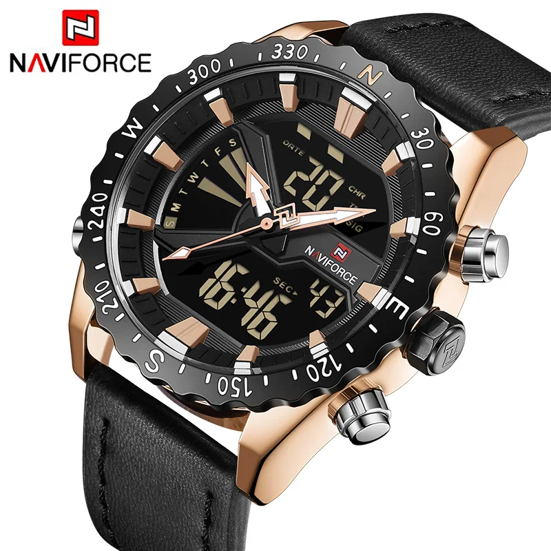 NAVIFORCE новые роскошные спортивные и фирменные мужские часы светодиодный