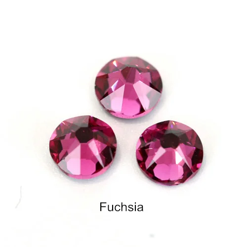 Fuchsia 2088 лучшее качество Кристалл стекло не горячей фиксации Стразы дизайн ногтей Стразы Блеск Стразы с 16 гранями B3412 - Цвет: Fuchsia