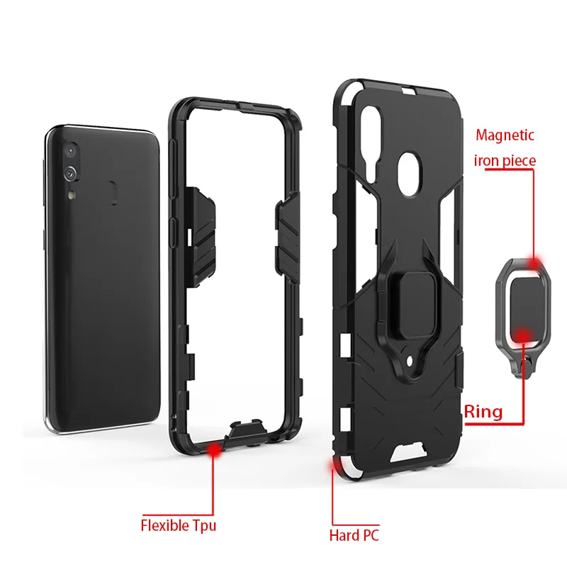Защитный чехол с кольцом для huawei Y7 2019 магнитный Ударопрочный Мягкий бампер