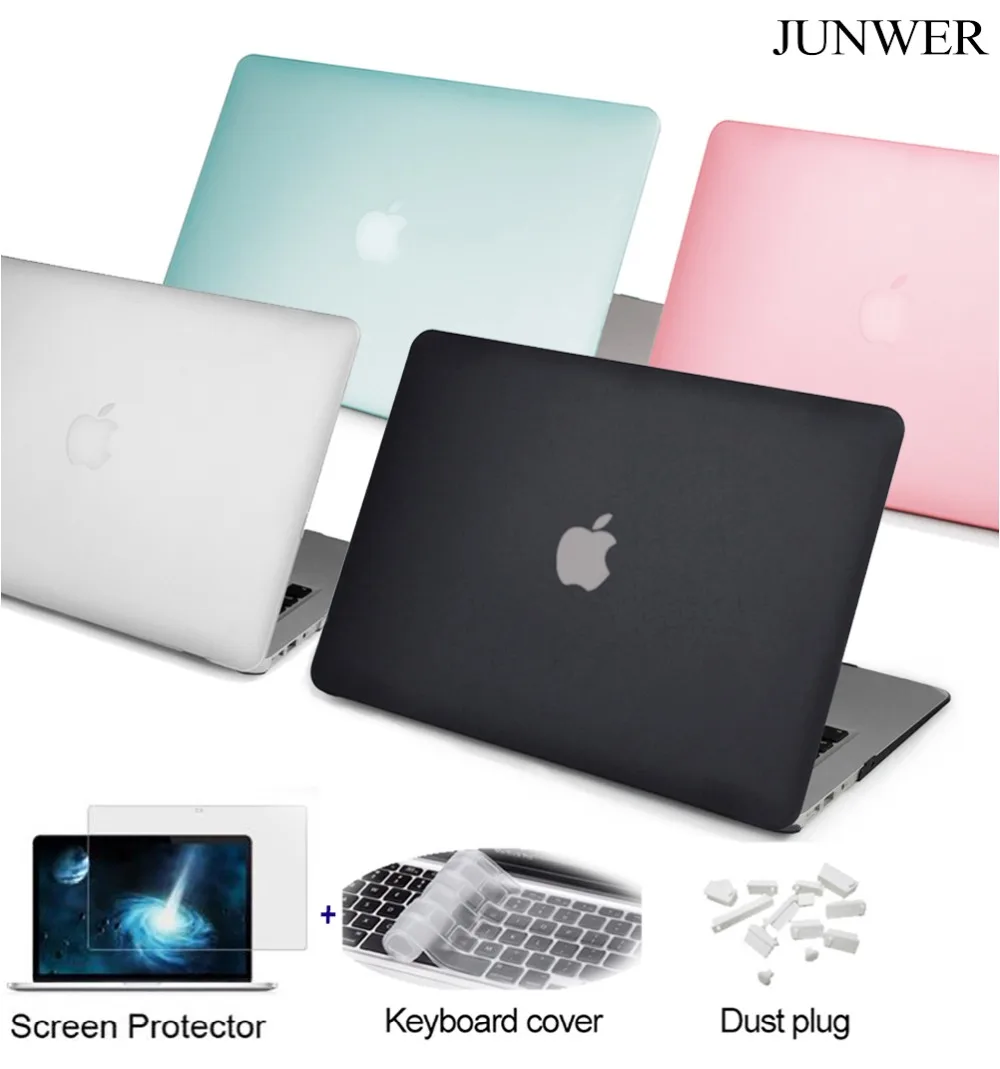 Матовый Жесткий чехол JUNWER для Macbook Air Pro Retina 11 12 13 3 15 4 дюймов Сумка ноутбука Mac book с