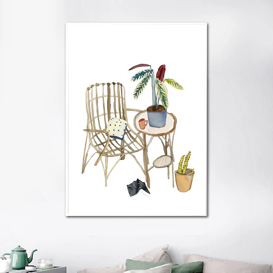 Скандинавские украшения дома Холст Искусство акварели Париж Макарон кофе винные