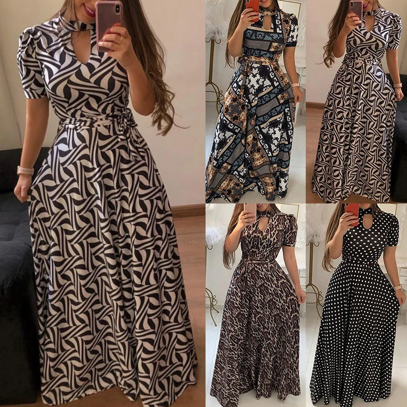 Женское элегантное платье сексуальное модное богемное Платье с принтом большие