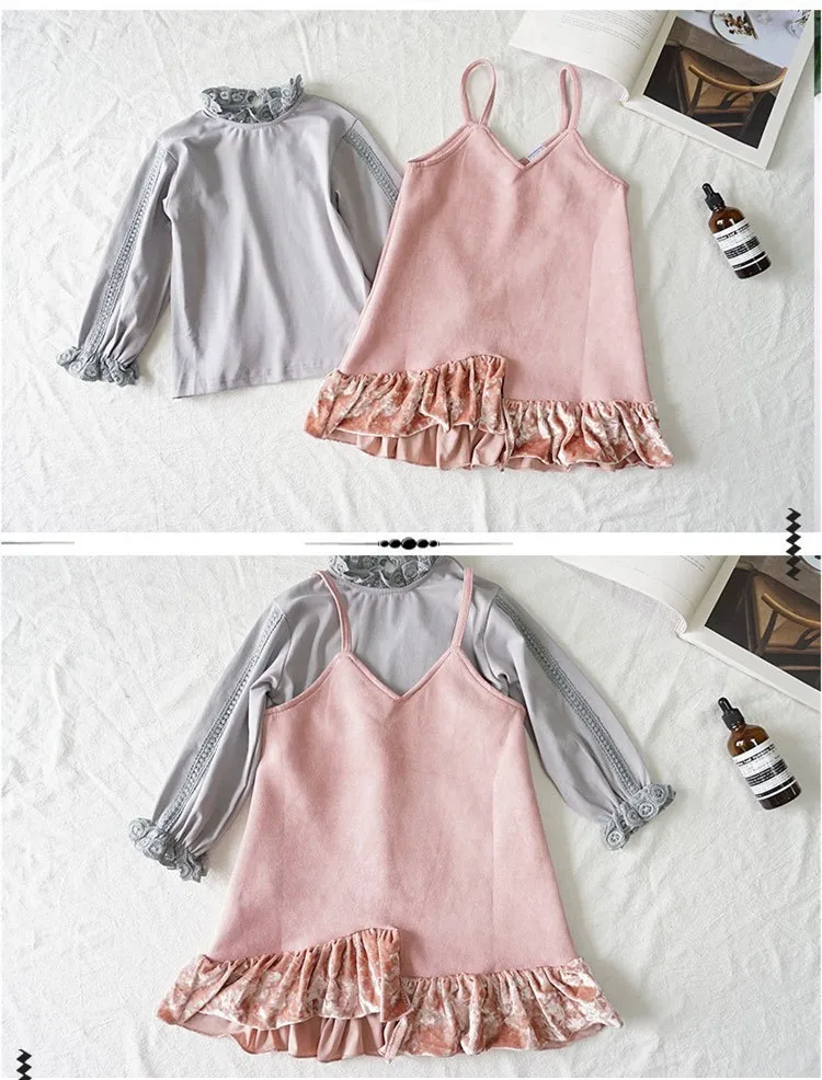 Платье-футболка с оборками на подтяжках длинным рукавом | Мать и ребенок