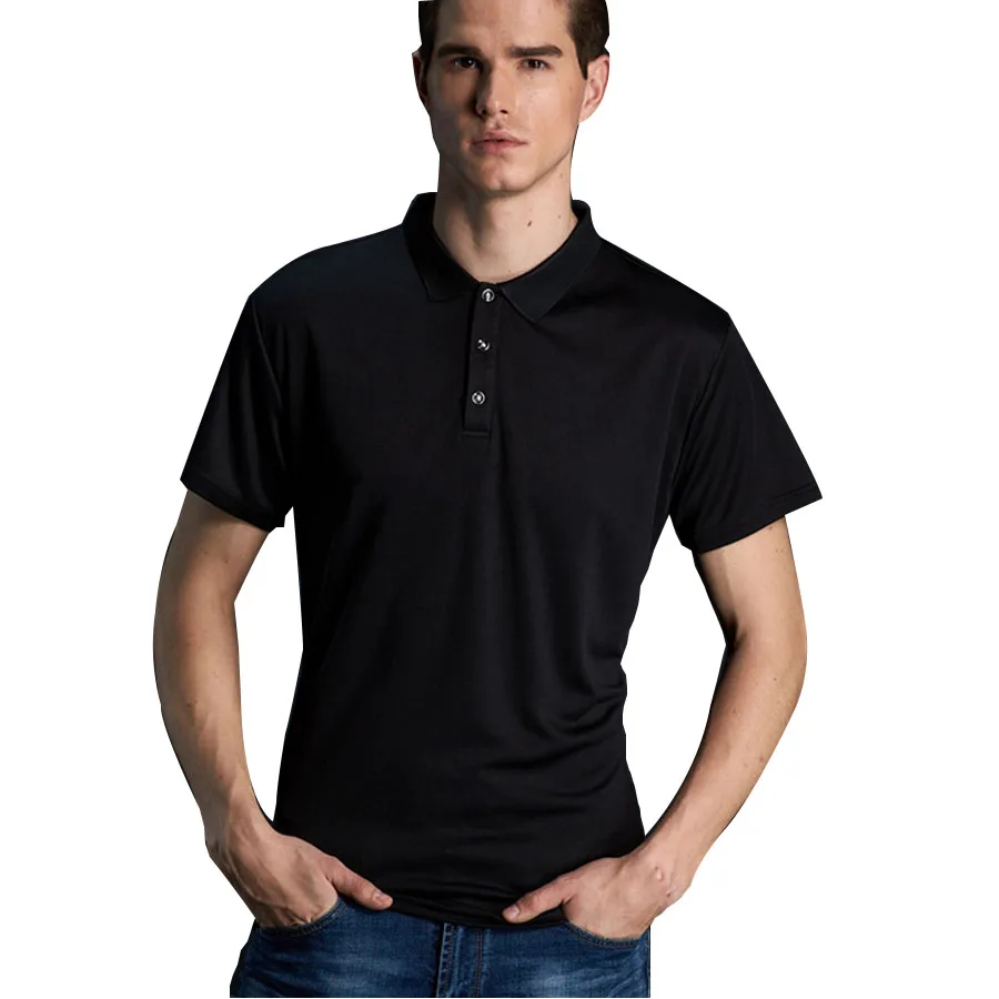 Быстросохнущая мужская приталенная рубашка-поло однотонная дышащая модная