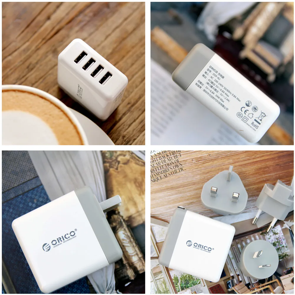 Дорожное зарядное устройство ORICO с 4 USB-портами и преобразователем 5 В 6 8 А 34 Вт |