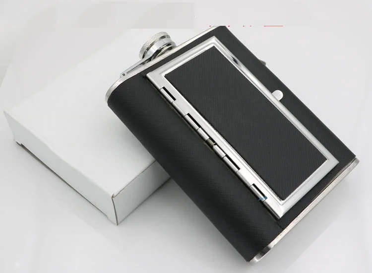

Russia popular Creative Cigarettes Case 6 OZ HIP FLASK cigarette case pocket wine pot portable tobacco cigarette storage case