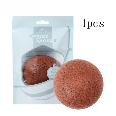 1pcs Brown Новинка, 7 цветов, натуральный Konjac, моющий спонж для лица, Круглый спонж, очищающее средство для лица, отшелушивающее средство для лица, для женщин - Цвет: 1pcs Brown