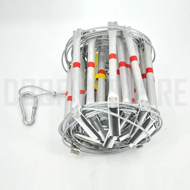 5M Fire Escape Ladder 17FT Folding Steel Wire Rope Ladders Aluminum Alloy Emergency Survival Rescue Safety Antiskid Tools New