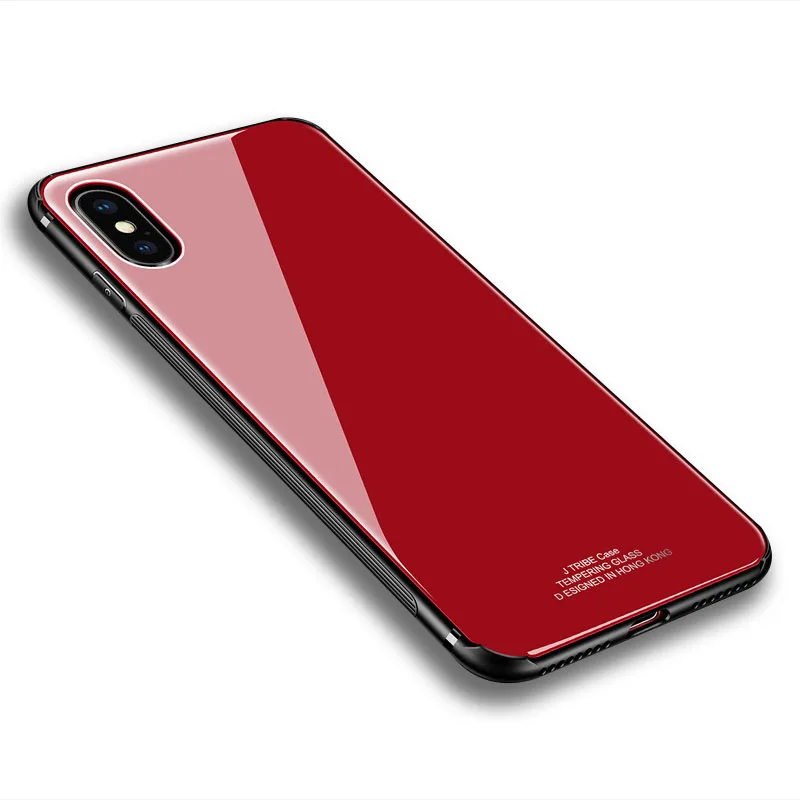 red no logo YueTuo роскошный стеклянный зеркальный чехол для iPhone 5 5S SE 6 s 6s 6plus 7 plus 7 plus 8 8plus силиконовый Твердый чехол на заднюю панель телефона etui - Цвет: red no logo