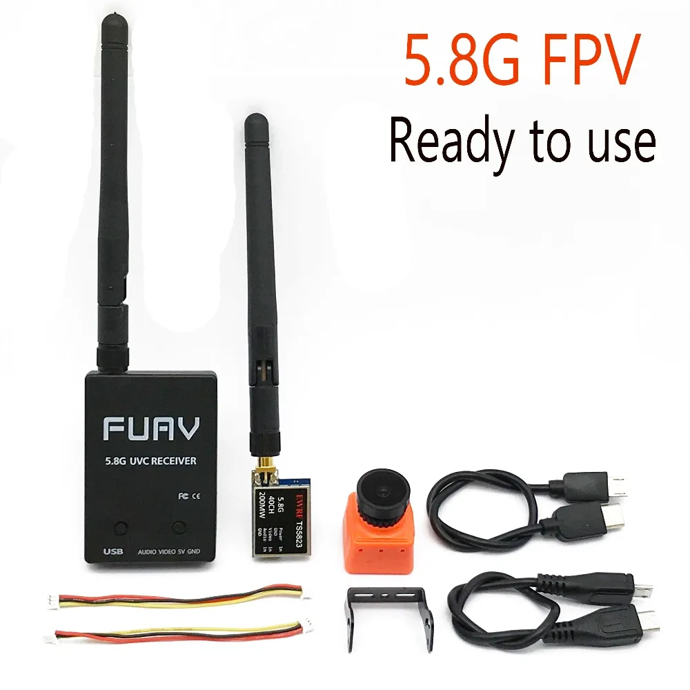 Готов к использованию 5,8G FPV приемник UVC видео Downlink OTG VR Android Phone+ 5,8G 200/600 мВт Передатчик TS5823+ CMOS 1200TVL Камера с видом от первого лица