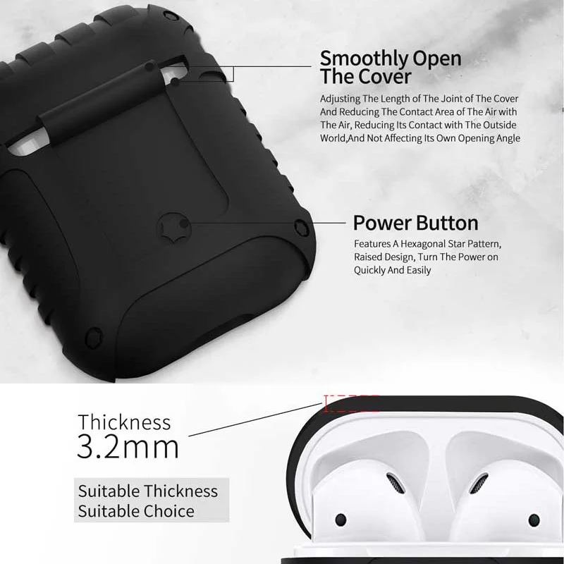 Чехол XSDTS для Apple Airpods 1 и 2 силиконовый чехол наушников Air pods й зарядный s светится в
