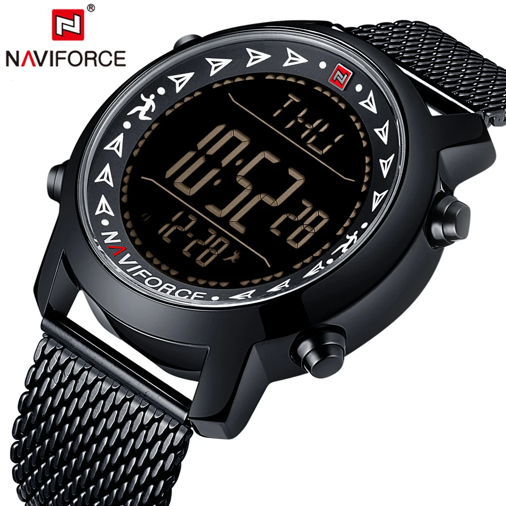 NAVIFORCE мужские светодиодный цифровые часы спортивные Relogio Masculino Relojes нержавеющая