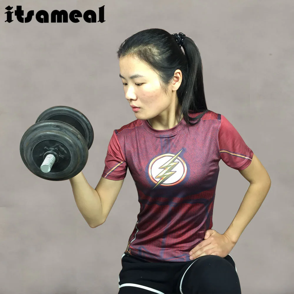 Суперкомпрессионная футболка с 3D принтом Женская Футболка реглан коротким