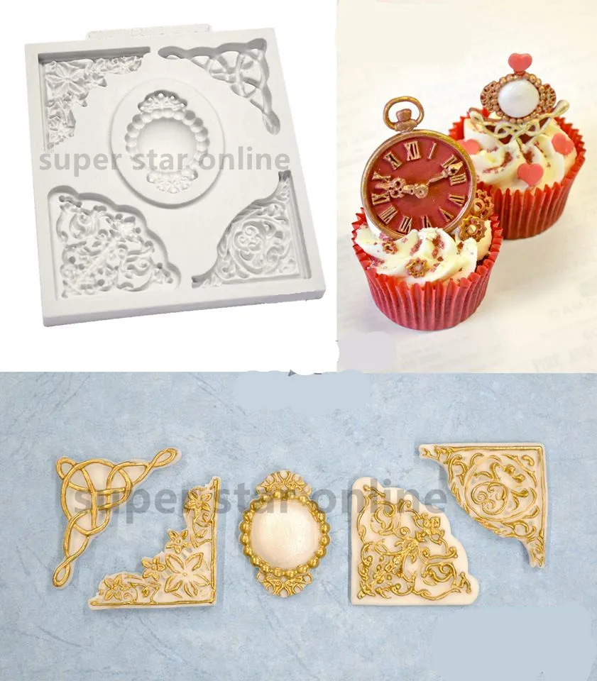 Украшения силиконовые формы декоративные уголки Камея Брошь помадка торт кекс