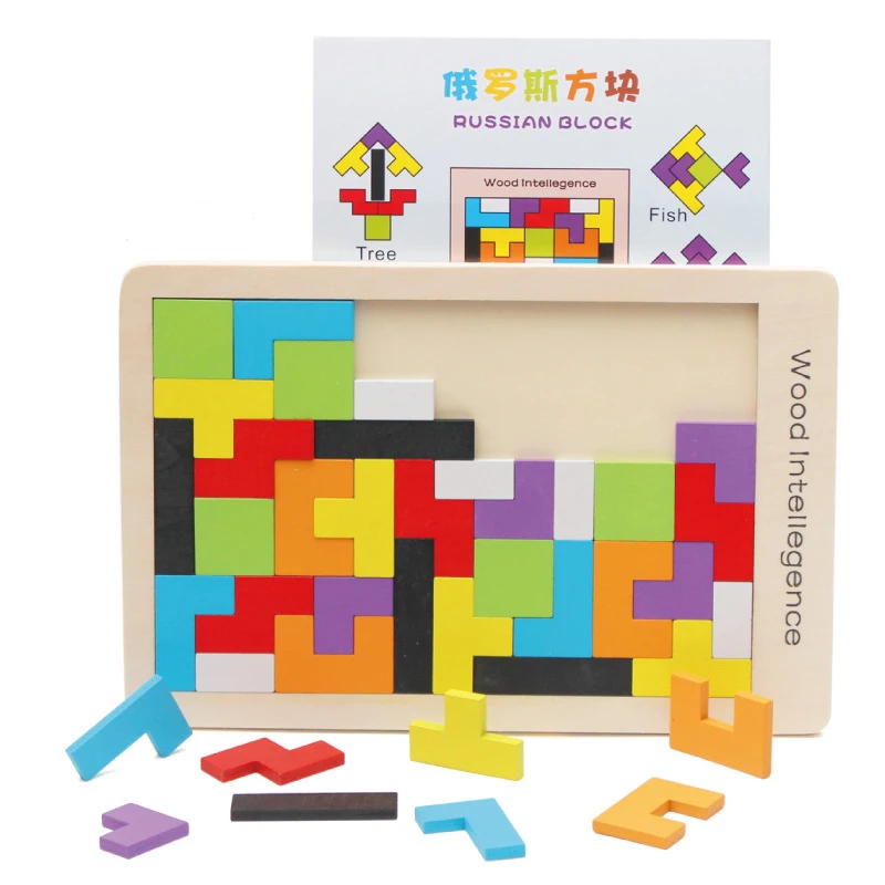 Детские деревянные игрушки красочные головоломки tangram Обучающие Игрушки для