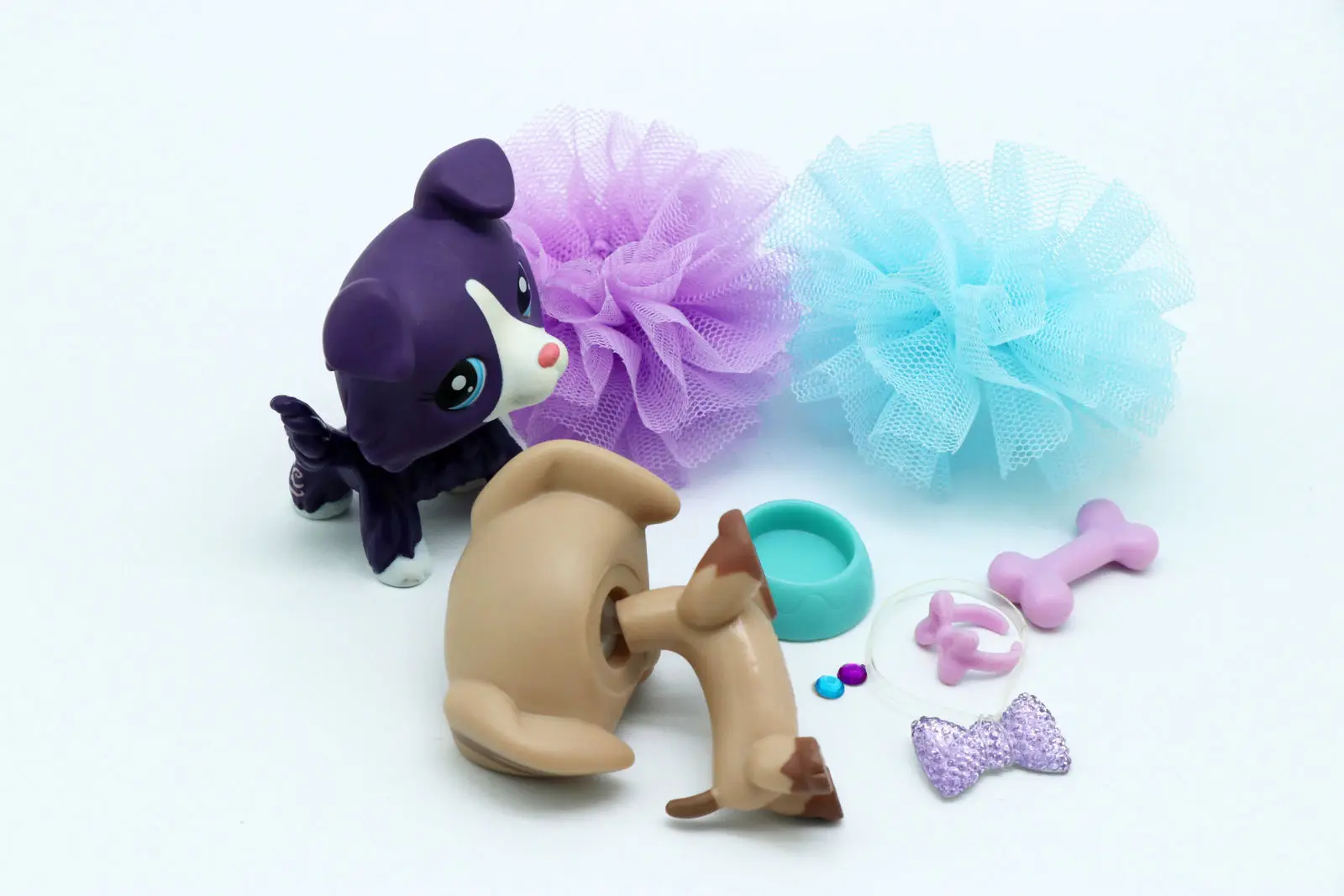 Pet Shop фиолетовый колли такса собака с одеждой аксессуары юбка Редкие
