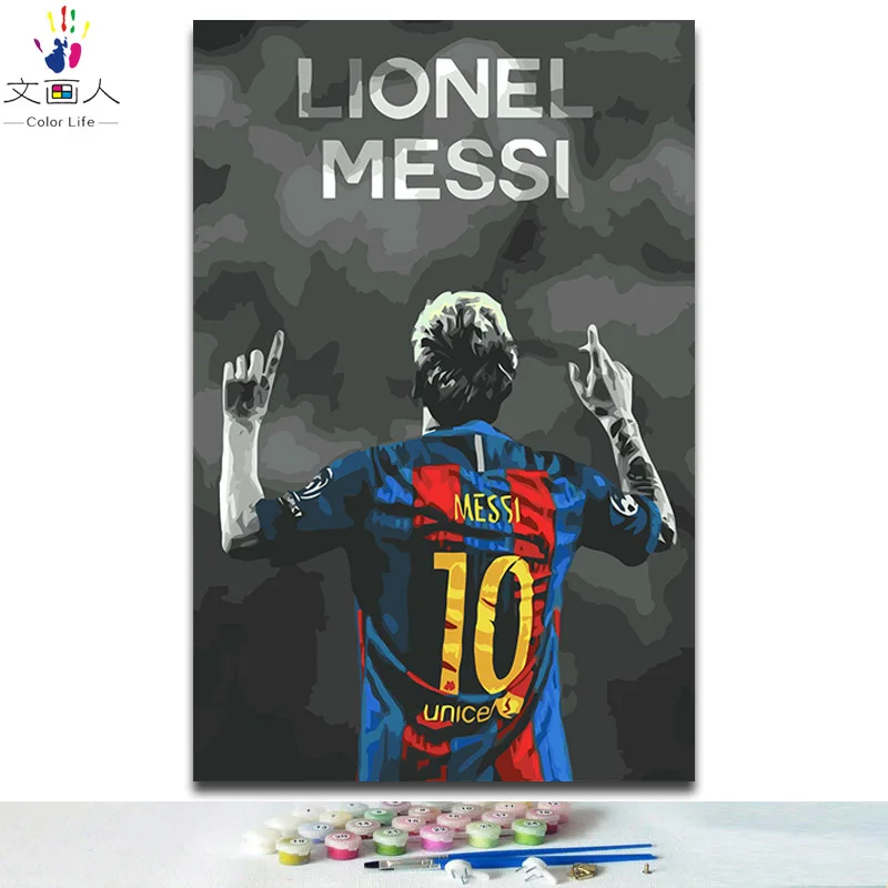 6115 Messi DIY раскраска краски по номерам Mr. football star Messi картины Рисование по номерам с комплектами для hoom Настенный декор - Цвет: 6115 Messi