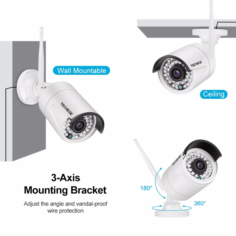 Techege 8CH Беспроводной IP Камера Wi-Fi NVR комплект 960 P HD Открытый ИК Ночное Видение