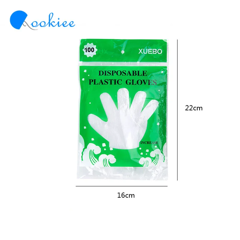 Qookiee 100 шт./компл. одноразовые перчатки Пластик для Еда/уборка/Пособия по