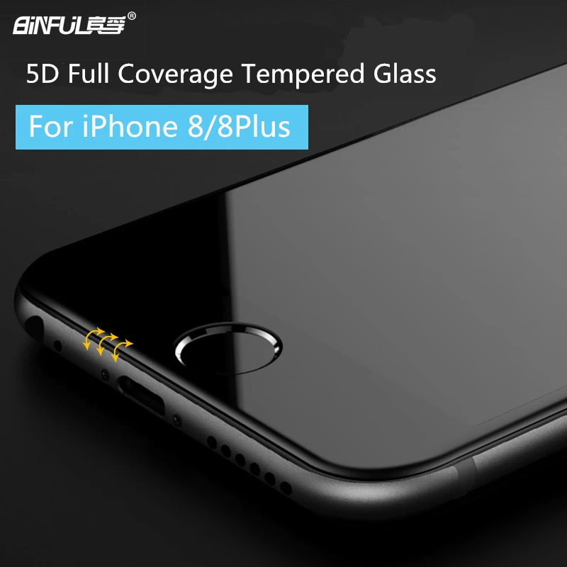 BINFUL 5D изогнутое закаленное стекло для iPhone 8 Plus полное покрытие Защитная Пленка