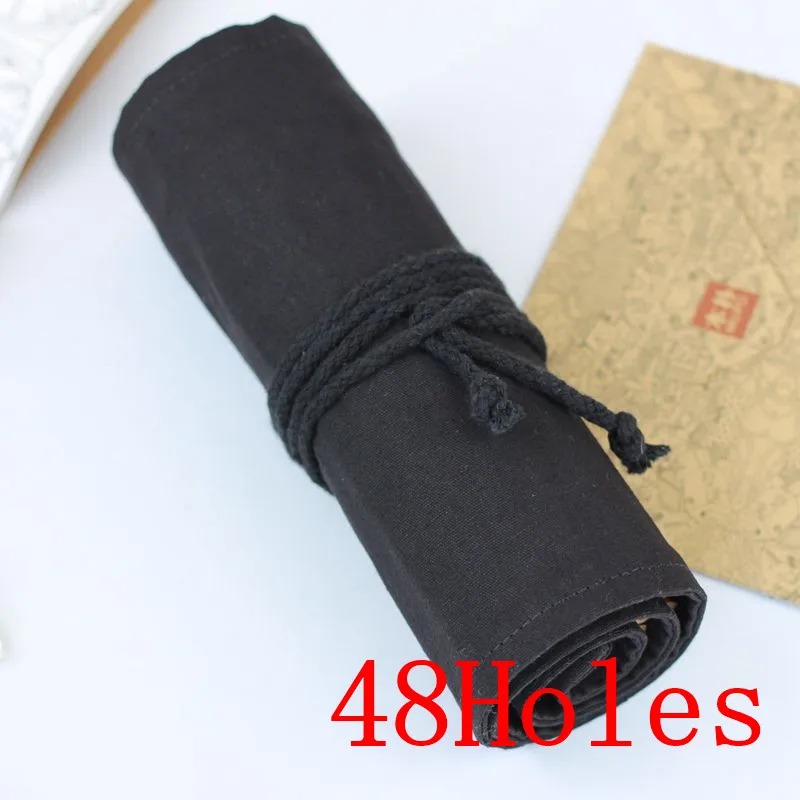 48 Holes Национальный холст кошка школьный Карандаш Чехол 36/48/72 Отверстия Roll Up карандаш сумка Портативный пенал для карандашей школьные принадлежности материал Эсколар - Цвет: 48 Holes