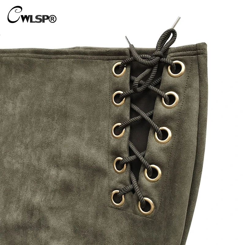 Новое поступление замшевое женское платье CWLSP со шнуровкой сбоку сексуальное