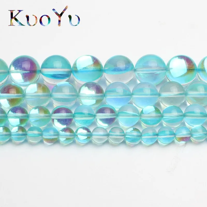 Натуральный Синий Блестящий Кристалл Лунный камень Гладкий Круглый бисер 6 8 10 12