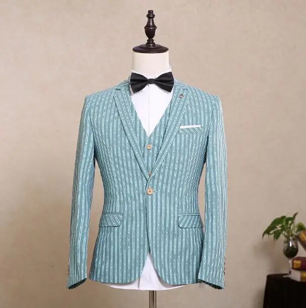 2017 последний дизайн пальто брюки светло голубой узор мужской костюм Slim Fit 3 шт