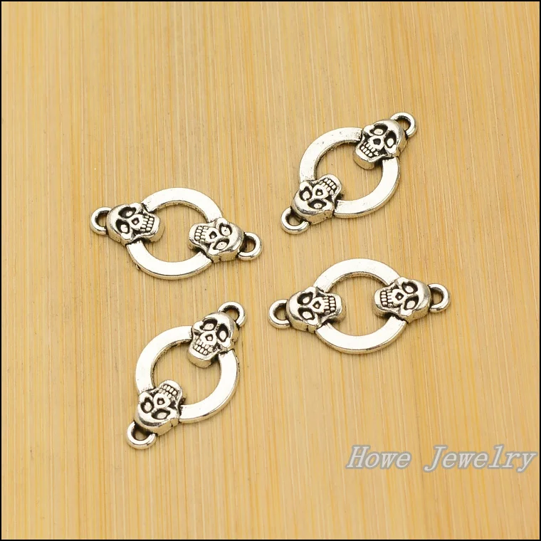 Оптовая продажа 100 шт Ретро череп пиратский соединитель Шарм тибетское серебро подходит для ожерелья и