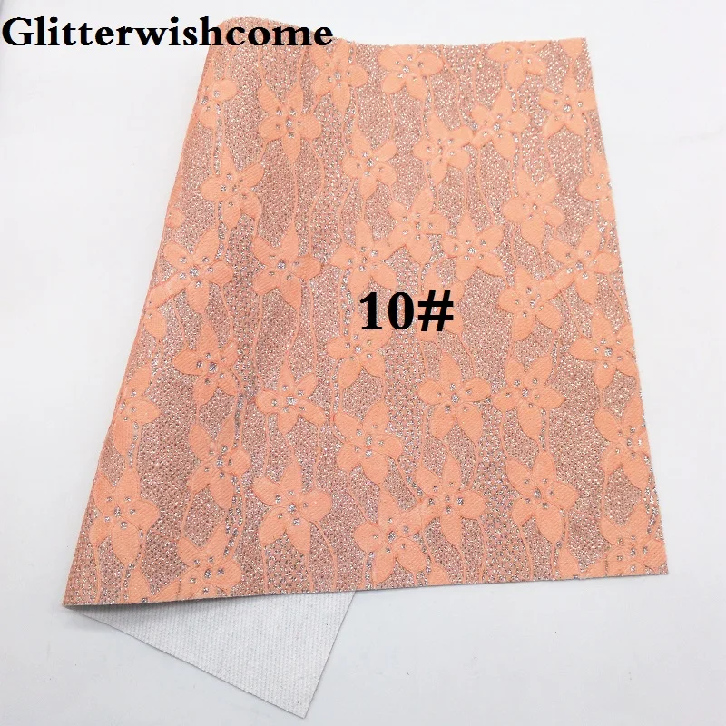 10 Glitterwishcome 21X29 см A4 размер винил для бантов флуоресцентная кружевная блестящая кожаная ткань винил для бантов, GM086A - Цвет: 10