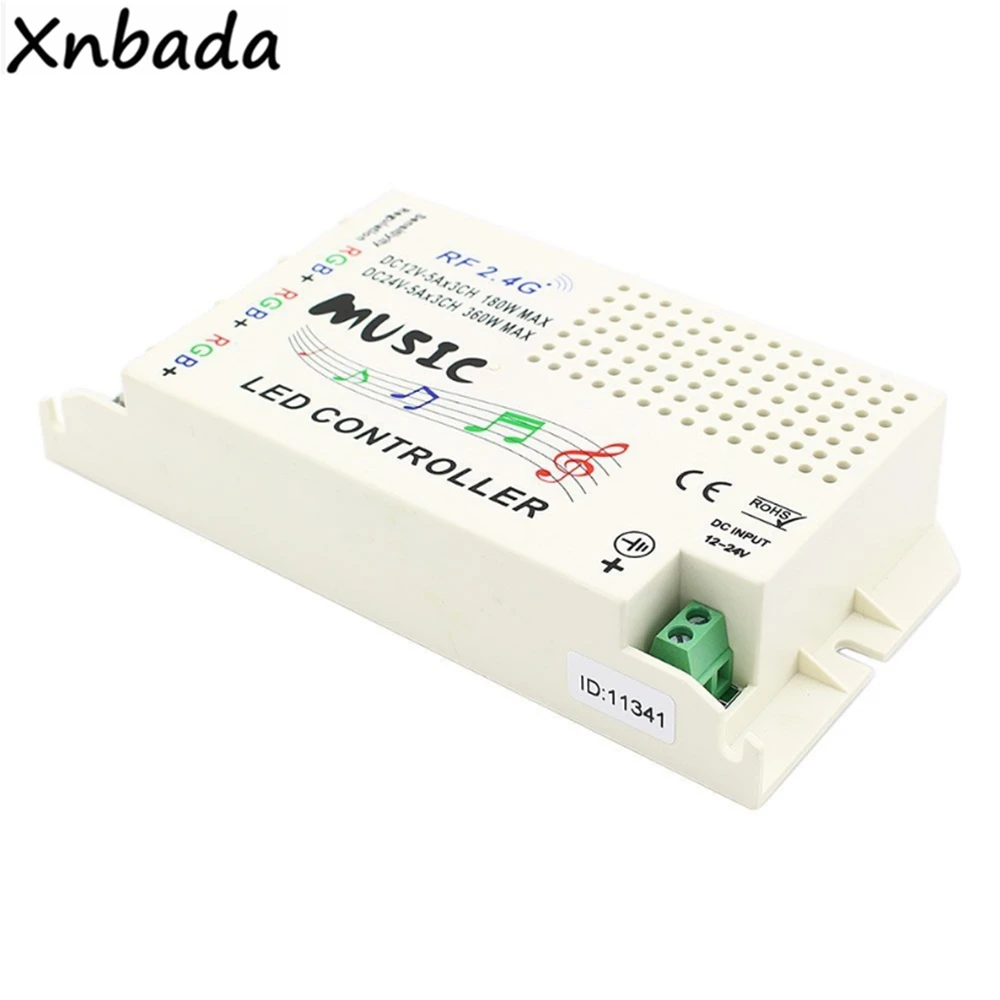 Музыкальный RGB светодиодный контроллер 2 4G с беспроводным радиочастотным пультом