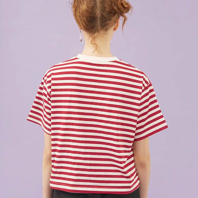Новинка Высококачественная Женская короткая футболка свободная с круглым