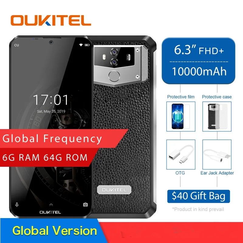 OUKITEL K12 4G Смартфон Android 9 0 пирог MT6765 Восьмиядерный 6 ГБ + 64 16MP 3 &quot10000 мА/ч ближняя